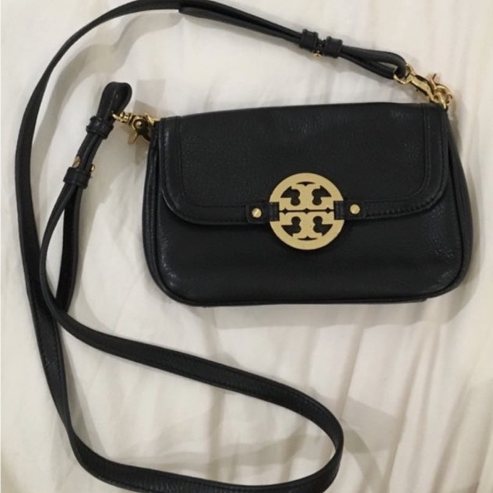 Tory Burch Black Crossbody Bag with Gold Logo